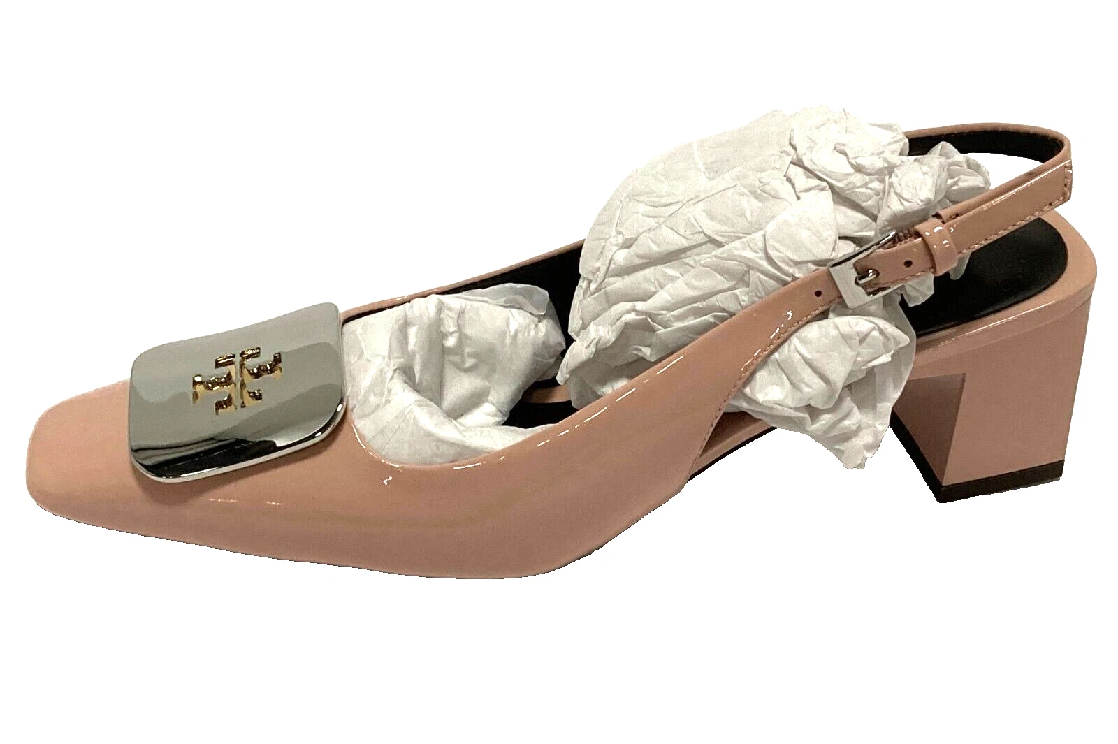 Tory Burch donna Georgia slingback tacco a pompa punta quadrata rosa mattone taglia 5 5