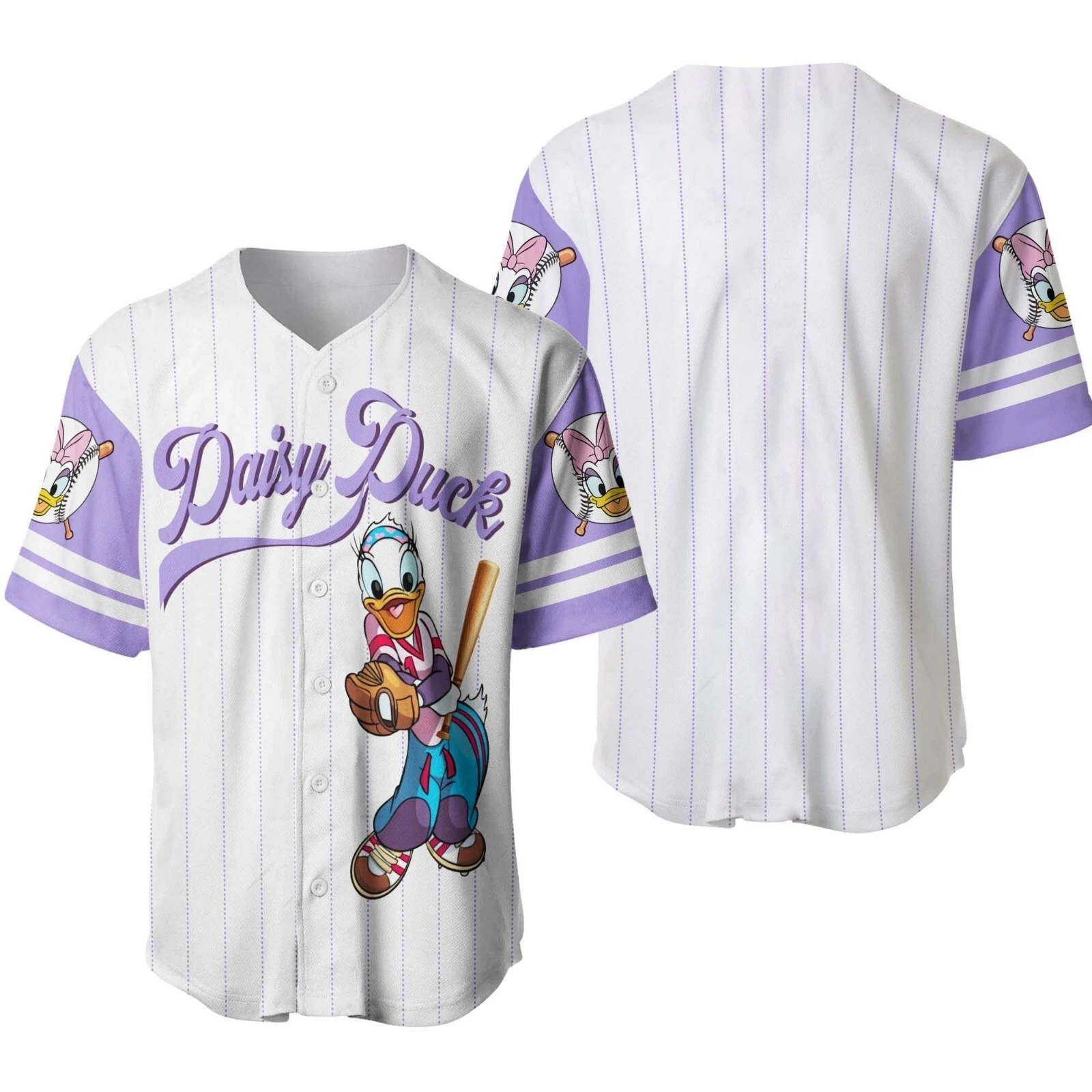 Daisy Duck Baseball Jersey Button Down Shirt Daisy Cartoon Baseball Jersey Shirt