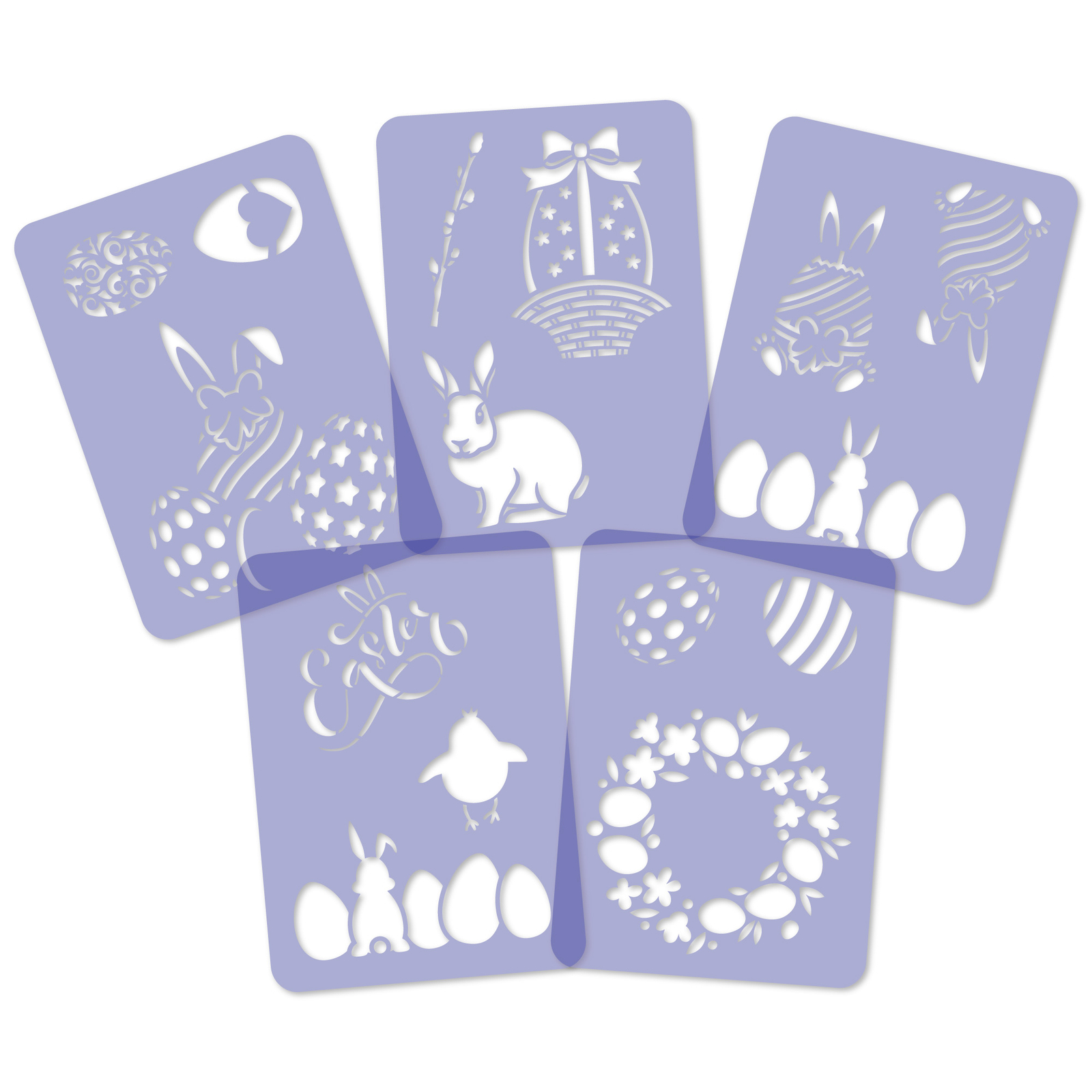 5x reusable PLASTIC Easter Stencils / Easter Eggs / Bunny / A4