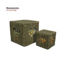 ROSEWOOD NATURALS SMALL ANIMAL FORAGING HAY CUBE RABBIT GUINEA PIG TREAT TOY