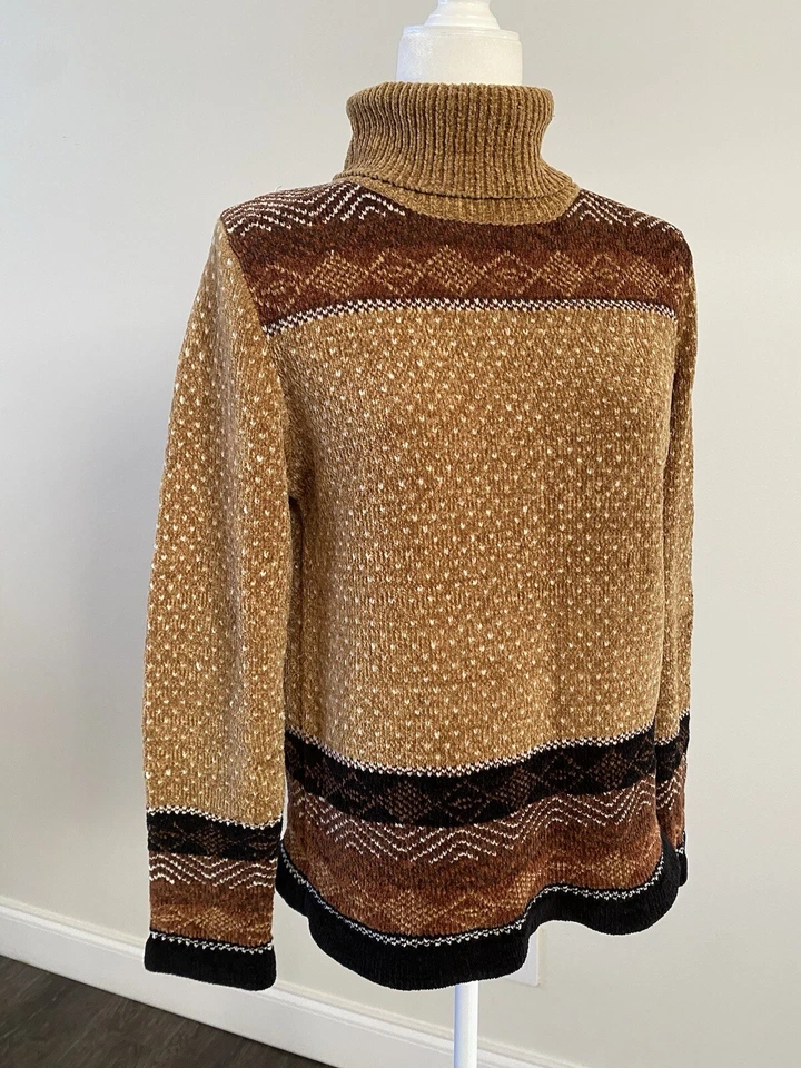 Suéter elástico vintage All Points By Reference Point listra chenille LS tamanho P - Imagem 2 de 4