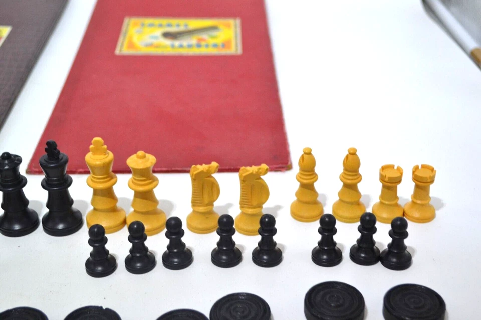 VINTAGE Draughts and Chess Set With Board K&C Ltd + Snakes & Ladders Board - Image 3 of 4