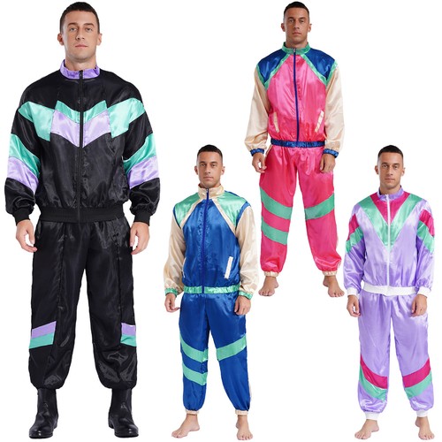 Mens Hippie Costumes Carnivals 70s Disco Disco Dance Tracksuit Themed Party - Picture 5 of 64