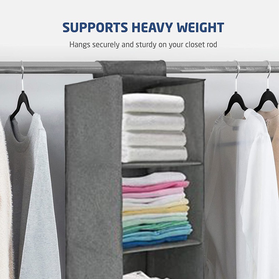 Section Rack For Clothes HBN 5 Section Hanging Closet Organizer, Heavy Duty Hanging Shelves for ...