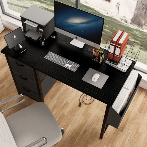 Computer Desk Laptop Table w/Power Outlet & Drawer Home Office Study Workstation - Picture 4 of 27