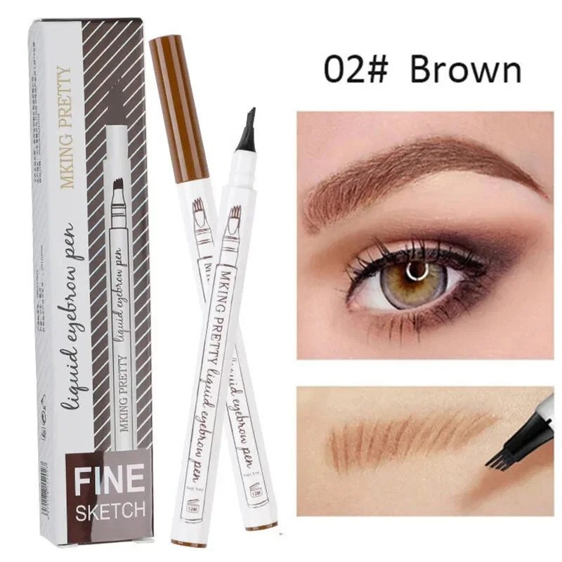 Waterproof Microblading Eye Brow Eyeliner Eyebrow Pen Pencil Brush Makeup Tools - Image 4 of 4