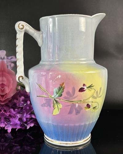 Antique W H Grindley Pearlware Pitcher/Jug Floral Handpainted 7.75” England - Picture 5 of 24