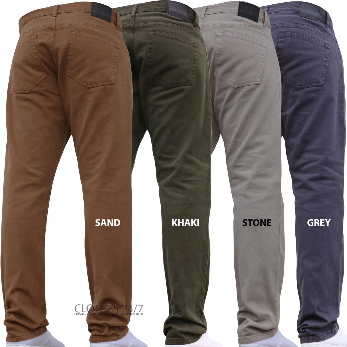 Mens Khaki Jeans Straight Stone Grey Colour Denim Plus King Regular  CLEARANCE