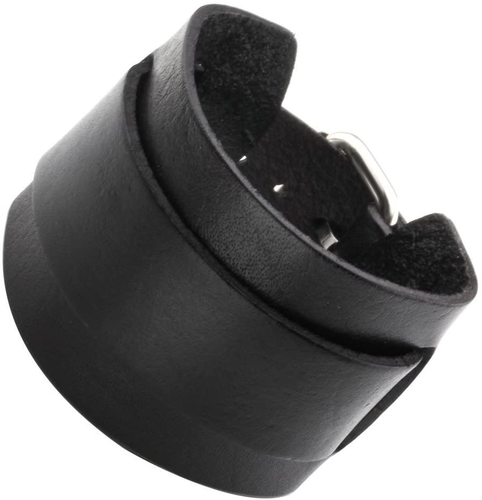 RICK OWENS 2025SS ANTHEM CUFF Leather Bracelet BLACK RA01E0601