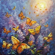 Butterfly Original Painting – 12x12 Sunlit Nature Art, Modern Wall Decor