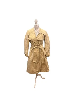 Burberry London Gold Trench Coat Women Size 8 Polyester Snaps &Tie