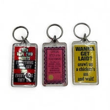 VINTAGE KALAN LUCITE KEYCHAINS LOT OF 3 FUNNY GIFT