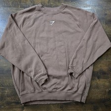 Gymshark Sweatshirt Mens Small Brown Solid Logo Fleece Training Pullover