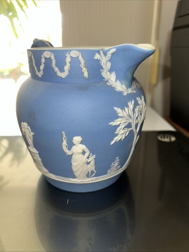 Vintage Wedgwood Blue Jasperware Jug Pitcher 6” - Picture 2 of 20