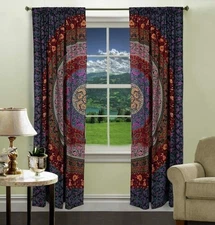 Indian Mandala Window Curtain Cotton Hippie Boho Arched Door Valances Home Decor