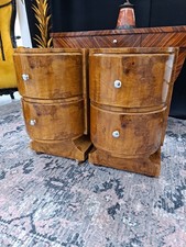Pair Of Art Deco Walnut Bedside Cabinet Chest Of  Drawers Side Tables