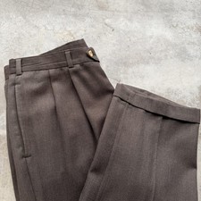 Bills Khakis Pants Mens 38 Brown Wool Pleated Front Cuffed Dress Slacks USA