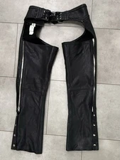 Vintage Joetas Leather Chaps Black Adjustable Waist Motorcycle Riding Gear