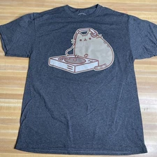 Pusheen The Cat DJ Turntable T Shirt Size Medium Gray