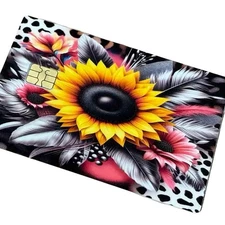 Anime Custom Credit Card Skin - Sunflower & Leopard Print Design - Waterproof &