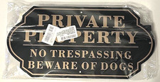 Private Property  No Trespassing Beware of Dogs 14 x 7 with 28" Long Stake