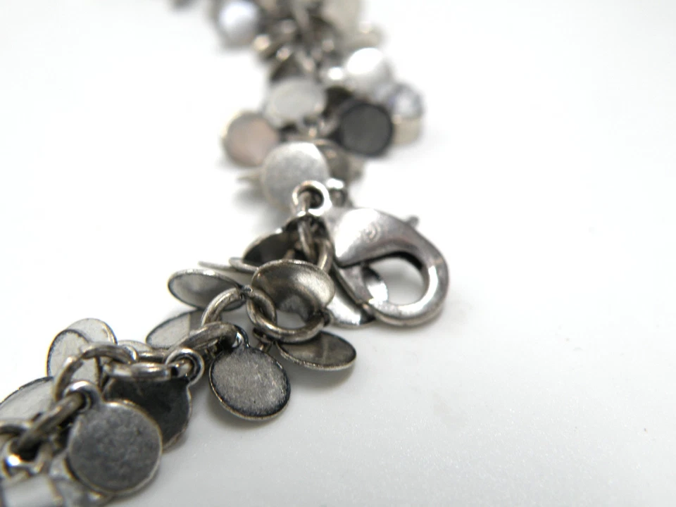 JK Jewel Kade Signed Circle Cluster Charms Crystal Ribbon Silver Women Necklace - Image 4 of 4