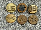 Lot Of 6 Vintage US Army Collar Discs Military Insignia Pins WWII WW2 Era