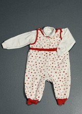 Vintage Baby Dior Paris New York Made In USA 2pc Romper Set Red White Terry