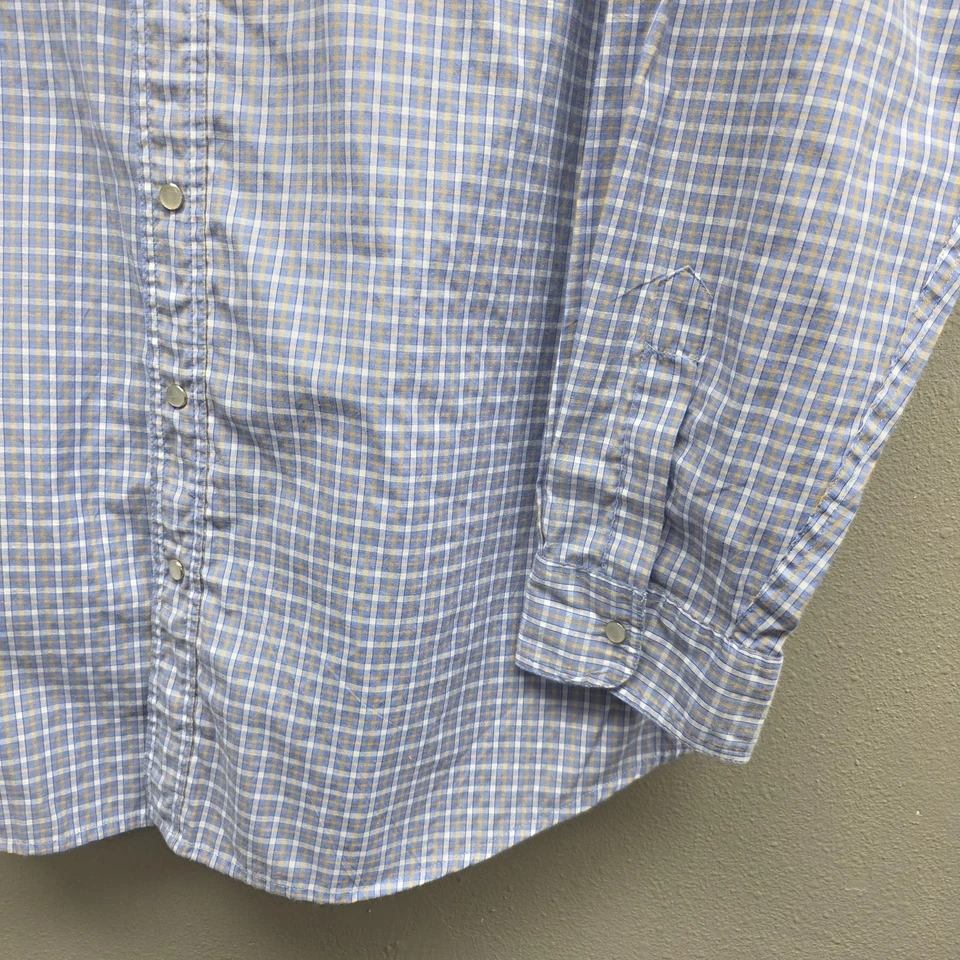 Eagle Crest Shirt Mens 2XLT Blue Plaid Western Pearl Snap Long Sleeve Cowboy - Image 3 of 4