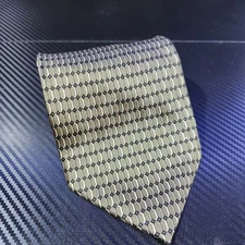 Bergamo New York Black + Brown Geometric Handmade 100% Silk Tie Made In Korea