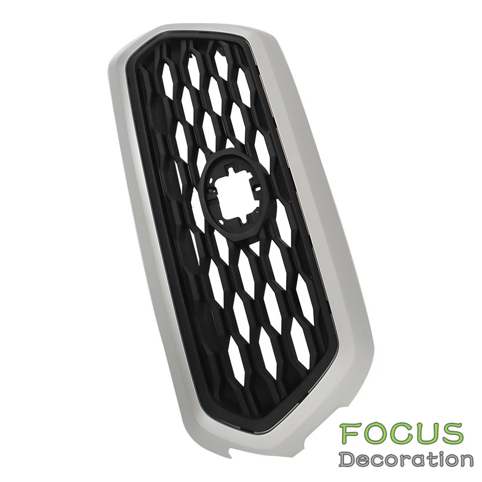 Conjunto de parrilla superior delantera negra mate y plateada para Toyota Tacoma 2016-2022 Foto 3 de 4