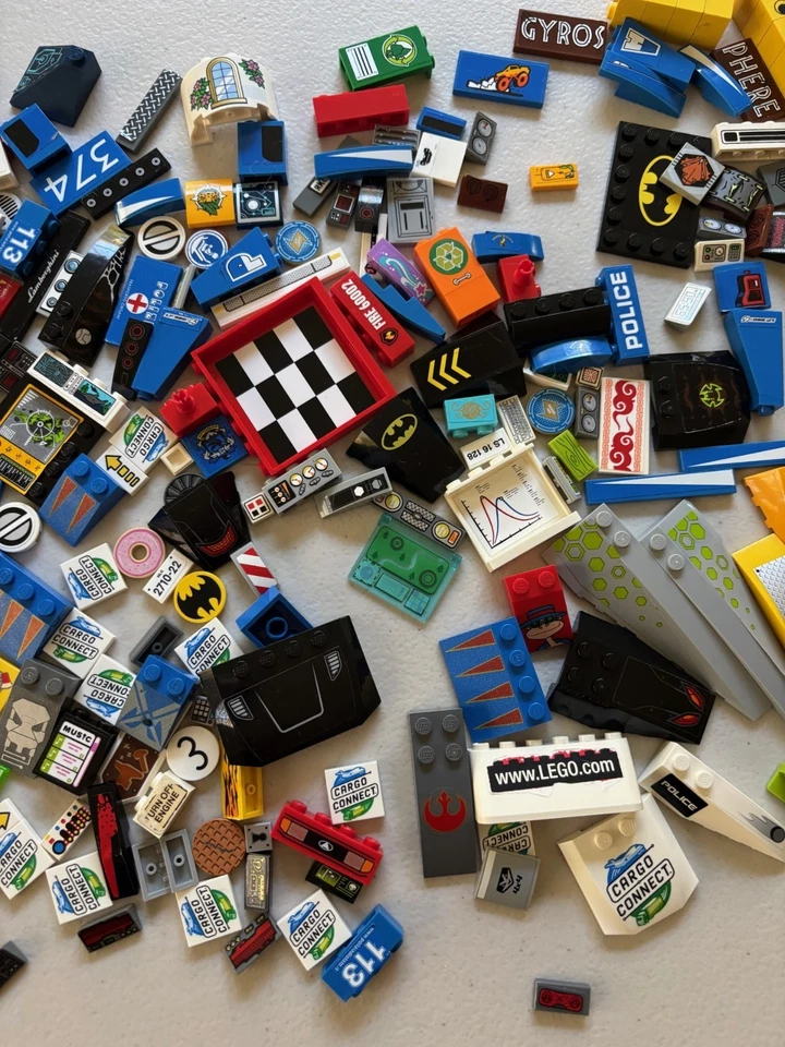 LEGO LOT 100+ PARTS Decorated Decal Sticker Printed BRICKS TILES As Shown - Image 3 of 4