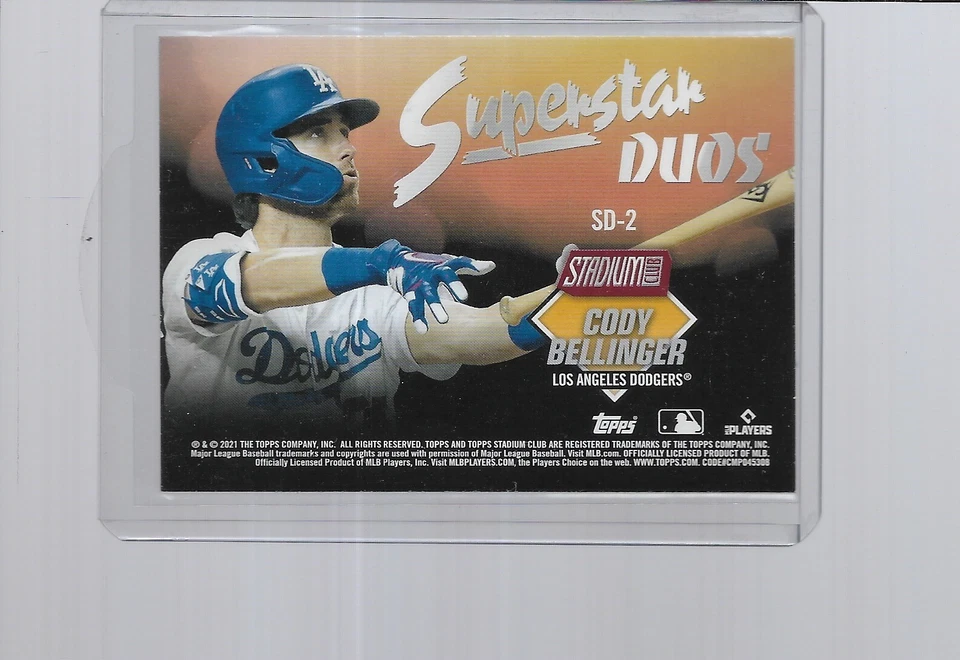 2021 TOPPS STADIUM CLUB BASEBALL SUPERSTAR DUOS RED BETTS / BELLINGER #SD-2 - Image 2 of 2