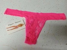 Elegant Moments Plus Size Pink Lace Thong Underwear Panties Queen Fits 1x-3x