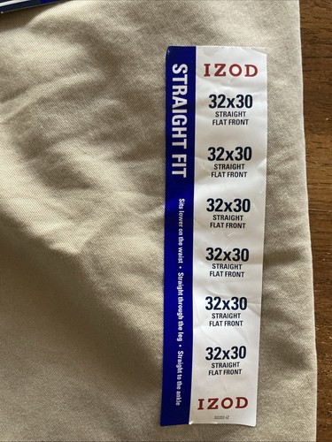 NWT IZOD PERFORMANCE SPORTFLEX MEN'S PANTS STRAIGHT FIT FLAT FRONT 32 x 30 - Picture 4 of 5