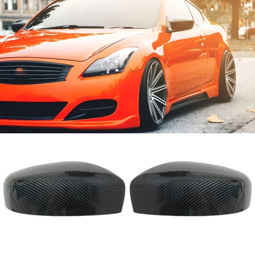 Pair For 2008-2013 Infiniti G25 G37 Q40 Q60 Mirror Cover Caps Shell Carbon Fiber