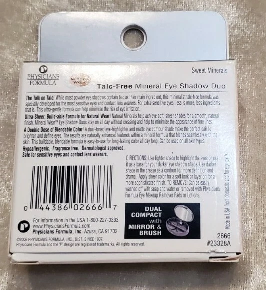 Physicians Formula Mineral Wear Mineral Eye Shadow Duo 2666 SWEET Minerals New - Image 4 of 4