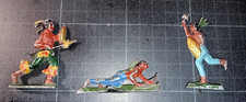 Lot 3 petits soldats indiens demi ronde bosse 5.5 cm - usure de peinture