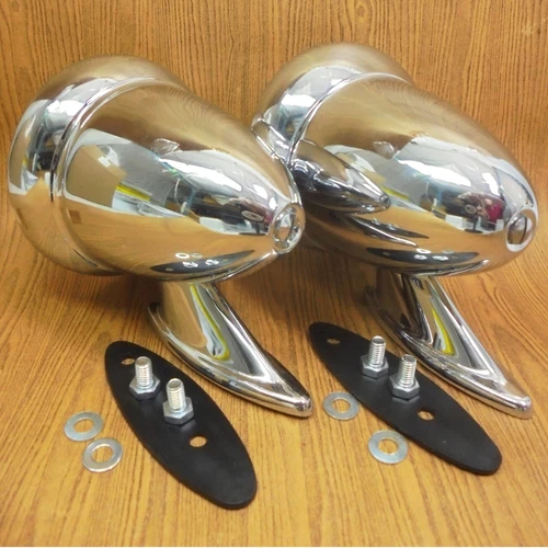 For Classic Car Talbot Chrome Bullet Side Mirrors Fender Door Mount Pair New