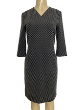 BOSS Hugo Boss Dylea Sheath Dress 3/4 Sleeve Black Gray Knee Work V Neck 6 US