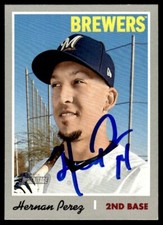 2019 Topps Heritage Baseball Hernan Perez Auto Milwaukee Brewers #332 Signed