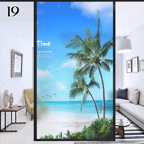 Frosted Window Film Decorative Seaside Beach Glass Stickers Static NEW - Picture 33 of 35