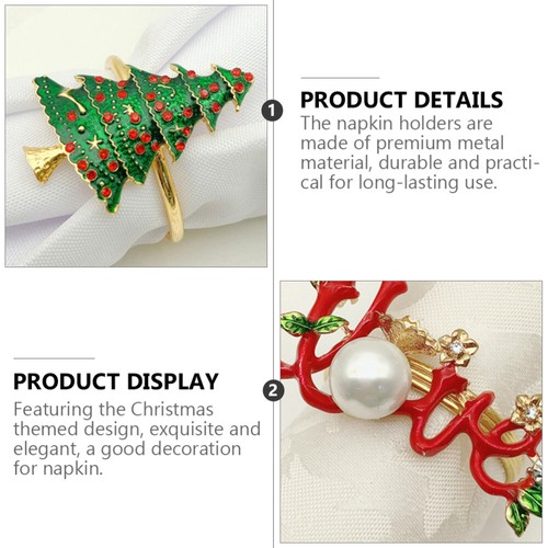 4 Stück Tischserviettenringe Weihnachten Stil Serviettenringe Serviettenringe Accessoire - Bild 2 von 12