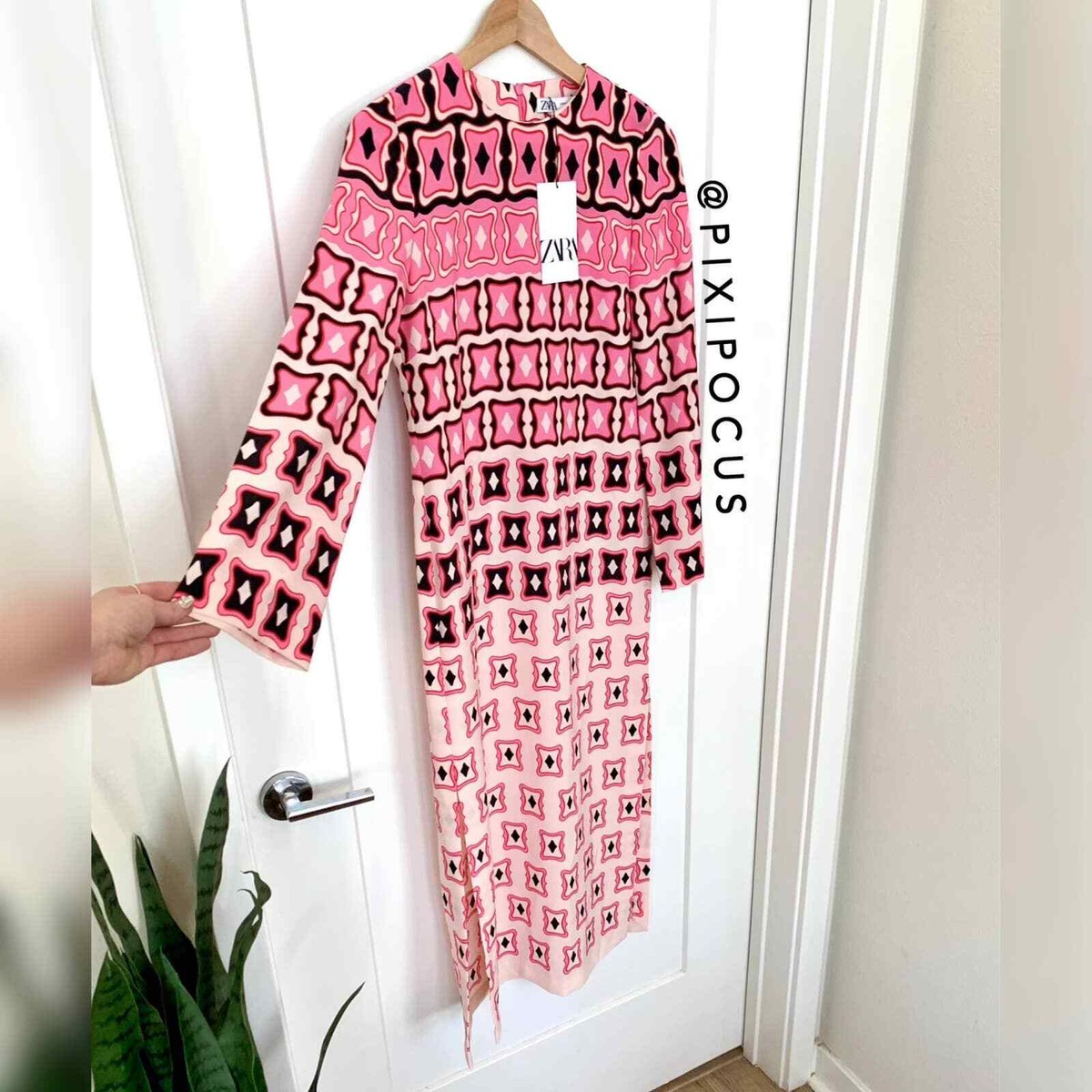 ZARA NEW GEOMETRIC PRINTED MIDI DRESS MULTICOLORED XS-XL