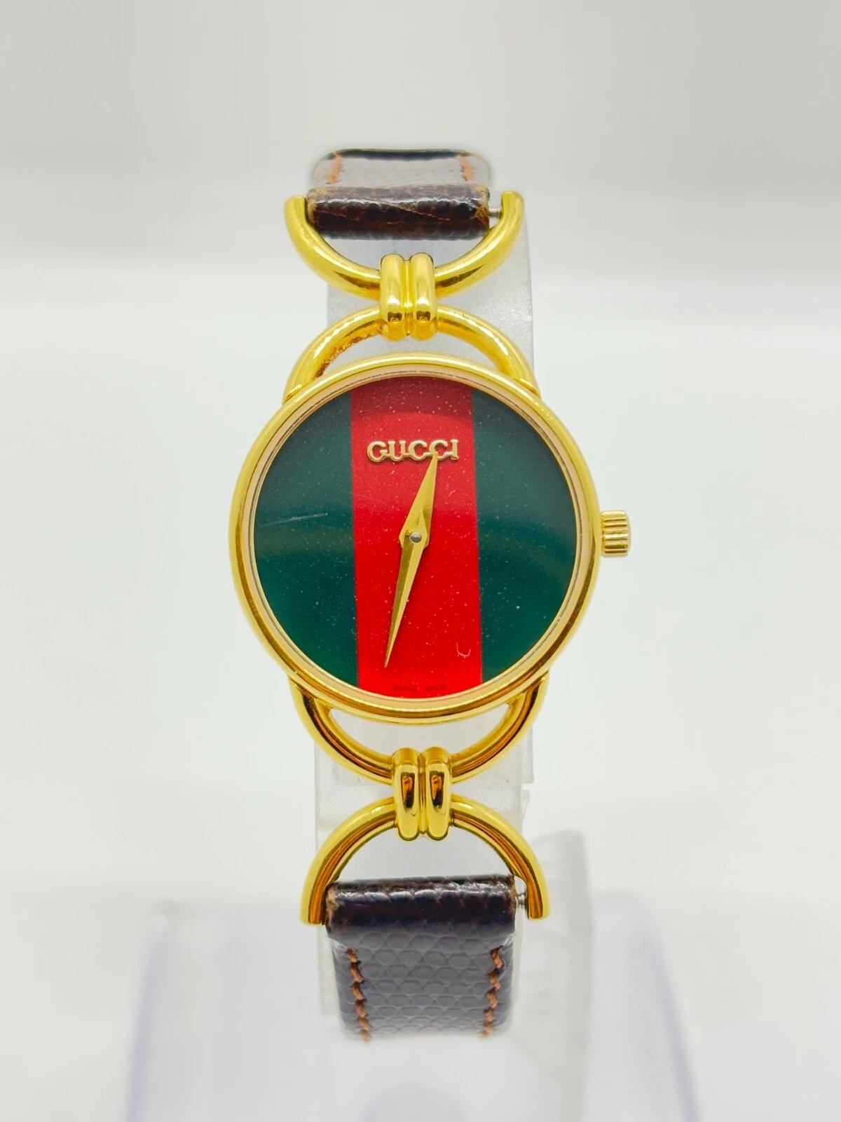[Exc+5] Montre Femme Gucci Horsebit 6000.2.L Or Blanc Quartz Occasion Fonctionne F/S