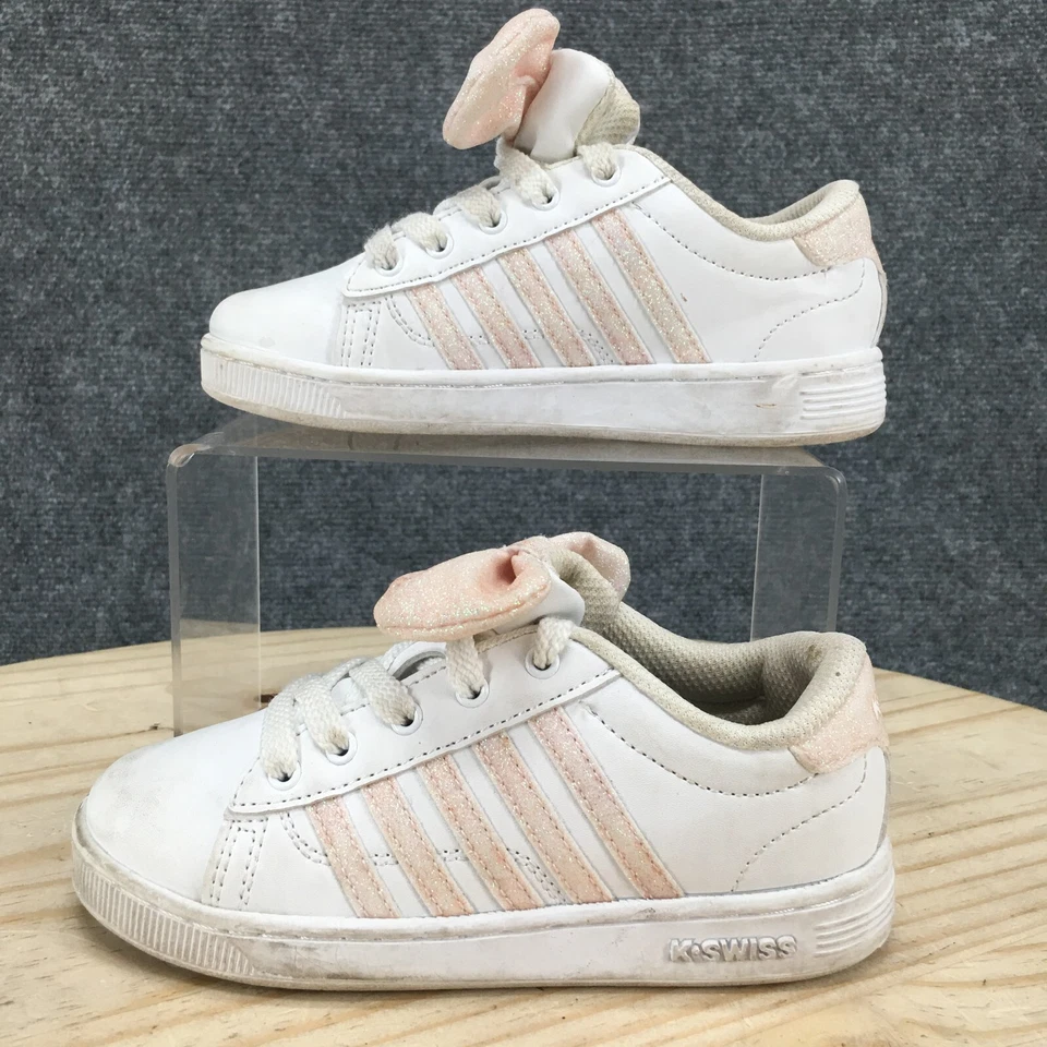 Zapatillas K-Swiss Niños 12 Blanco Rosa Lazo Parte Superior Baja Con Cordones Informales 56732-121-M Foto 2 de 4