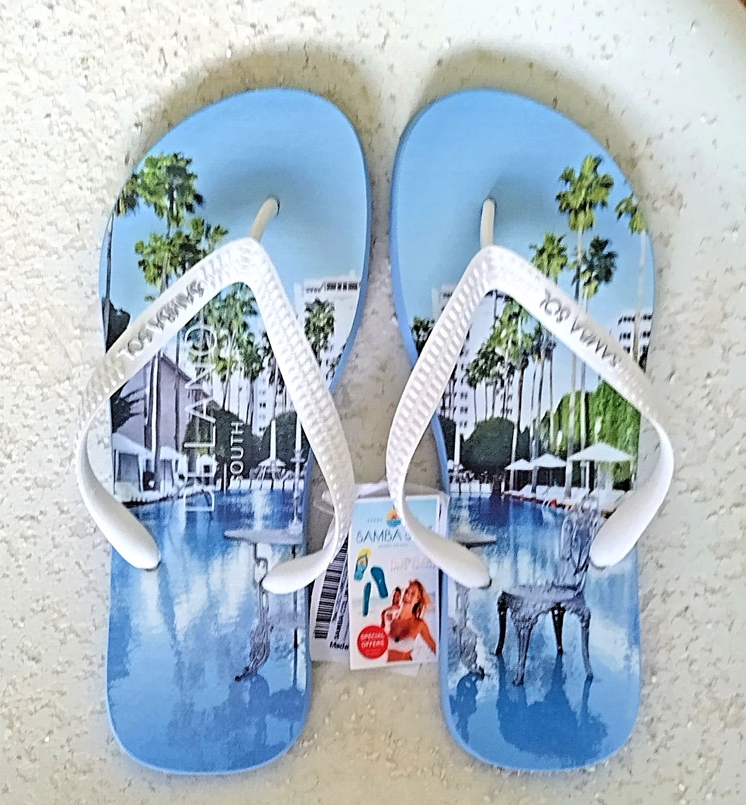 Samba Sol Men's Sandals Flip Flops Delano Hotel Miami Beach Palm Trees