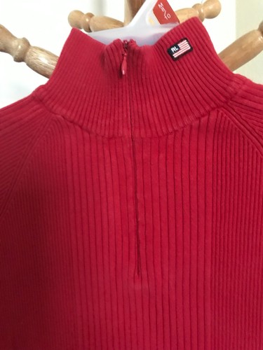Boy's Polo Ralph Lauren Red M/M Red 1/4 Zip Pullover Standing Collar Sweater - Picture 2 of 6