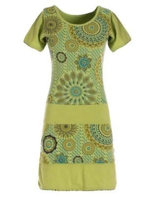 Vishes Kurzarm Damen Sommerkleid Mini-Kleid Tunika Shirtkleid Hippie Goa Kleid  - Bild 1 von 2