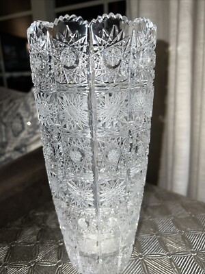 RARE LARGE CZECHOSLOVAKIA BOHEMIAN HANDCUT LEAD CRYSTAL QUEEN ANNE